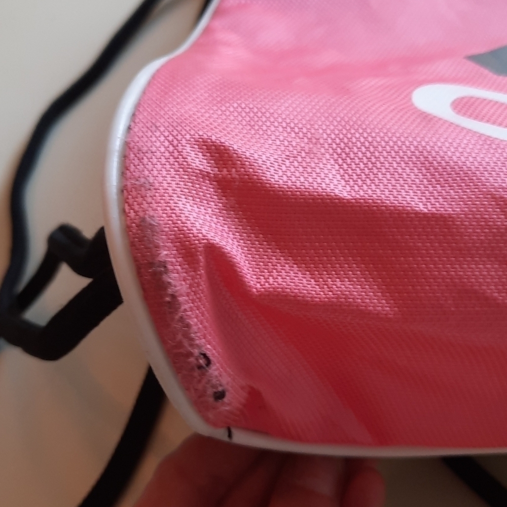 Adidas Pink Black Drawstring Gym Sack Backpack Sport Training Bag - Picture 9 of 10